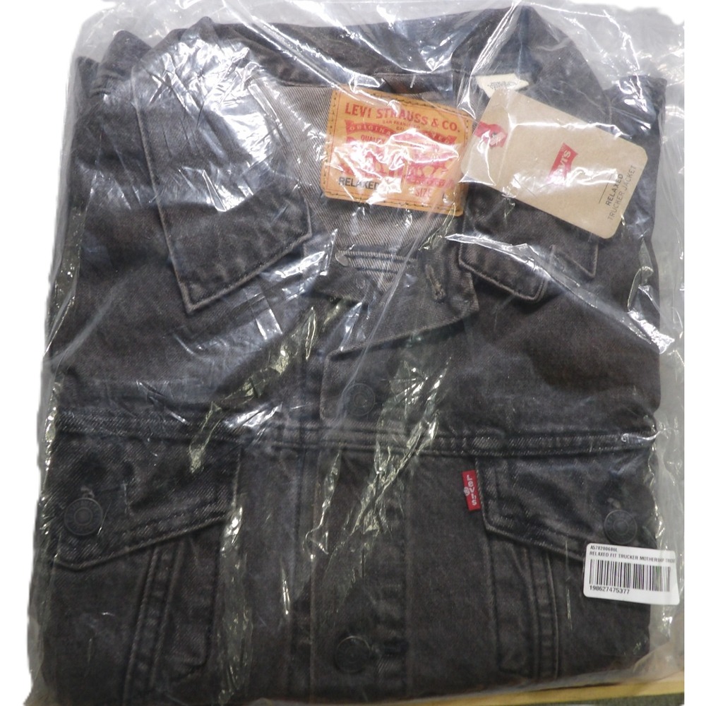 NWT Levi's Relaxed Trucker Jacket Men L Mothership Black Denim Cotton Workwear